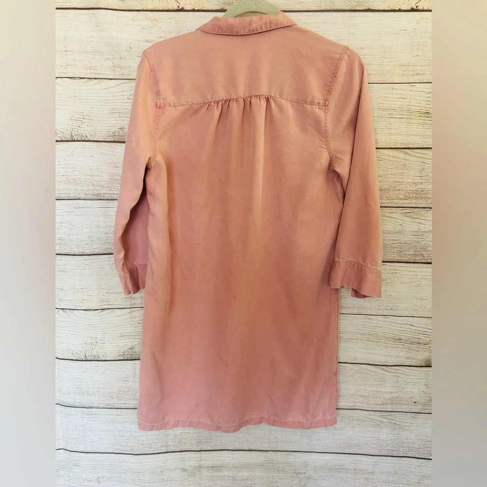 Old Navy Women’s Light Pink Popover Button Front Twill Tencel Shirt Dress Sz M - Picture 3 of 12